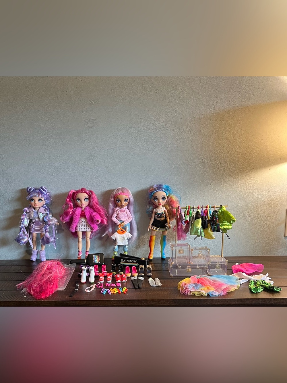 Rainbow High Dolls Lot , storage boxes, fashion closet, extra clothes, ect.